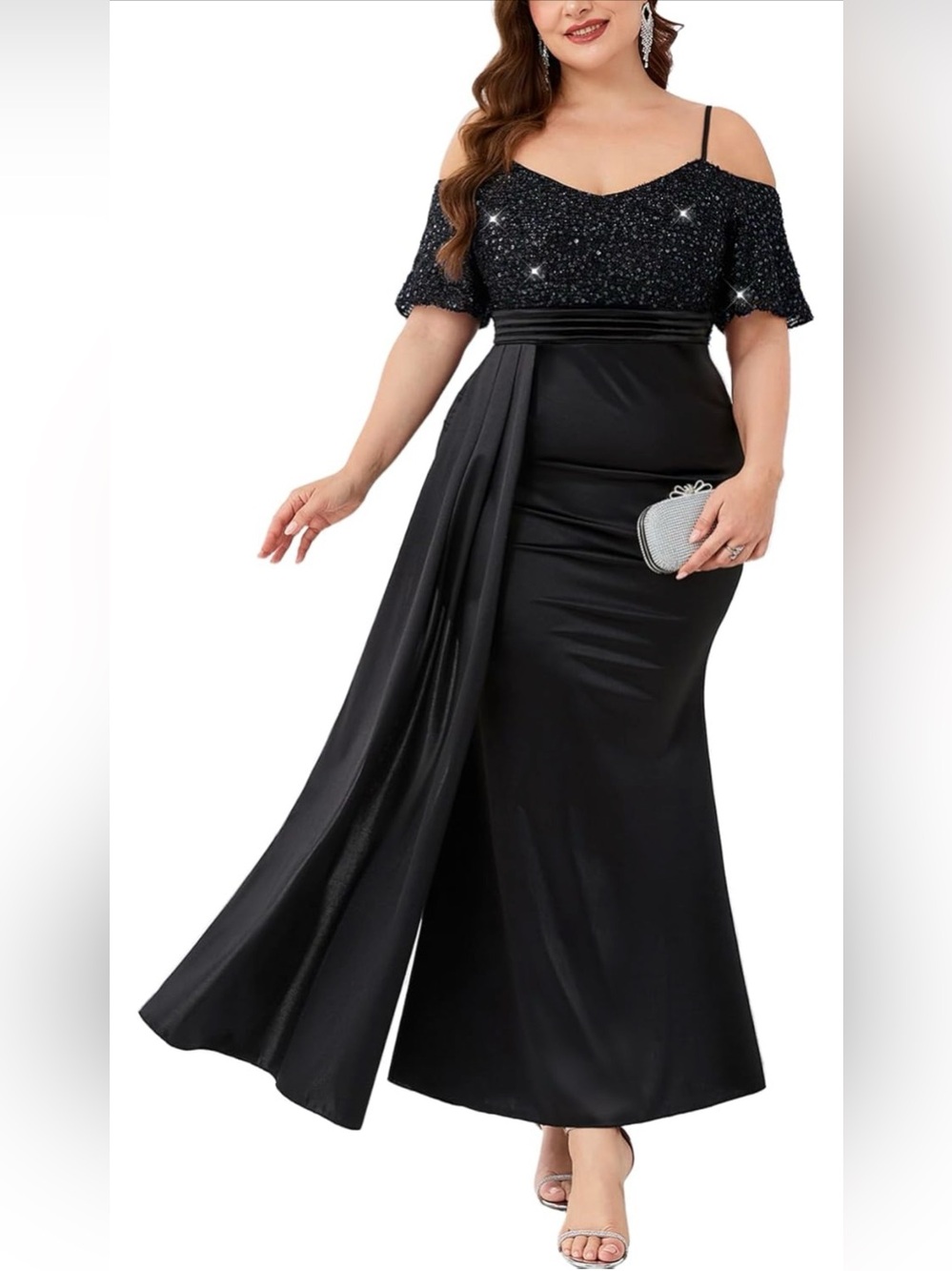 TIARALY Black Sequin Off-Shoulder Evening Gown NWT XLplus various colors/size